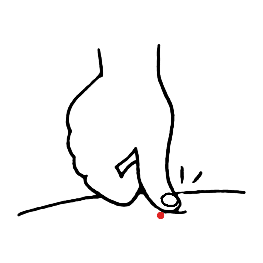 親指の腹でツボを押すイラスト