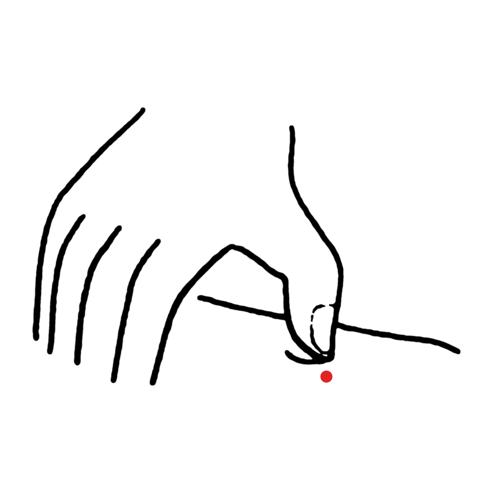 つめを立ててツボを押すイラスト