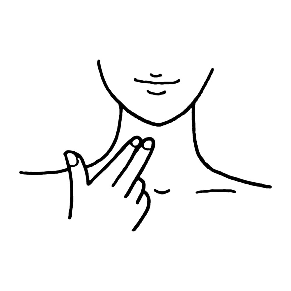首のツボを指でやさしく押すイラスト
